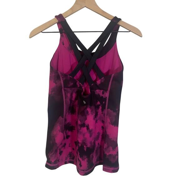 $10 SALE Lululemon Enhearten Tank Top Bra Blooming Pixie Raspberry Black  Sz 8 - Picture 11 of 12